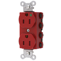 Hubbell Wiring Device-Kellems Straight Blade Devices, Receptacles, Duplex, SNAPConnect, Hospital Grade, 15A 125V, 2-Pole 3-Wire Grounding, 5-15R, Nylon, Red, USA SNAP8200RNA